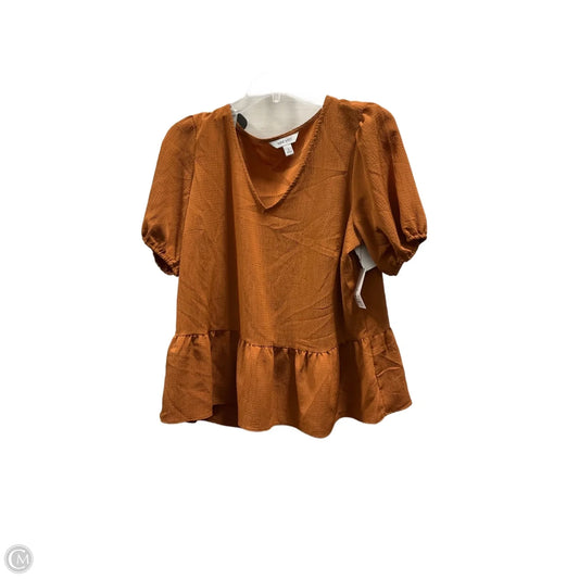 Top Short Sleeve By Nine West In Orange, Size: L
