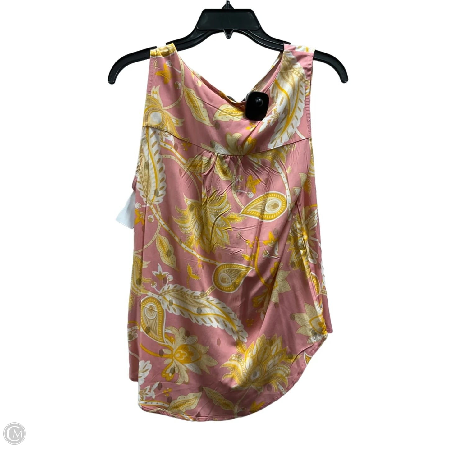 Top Sleeveless Basic By Harve Bernard In Pink & Yellow, Size: S