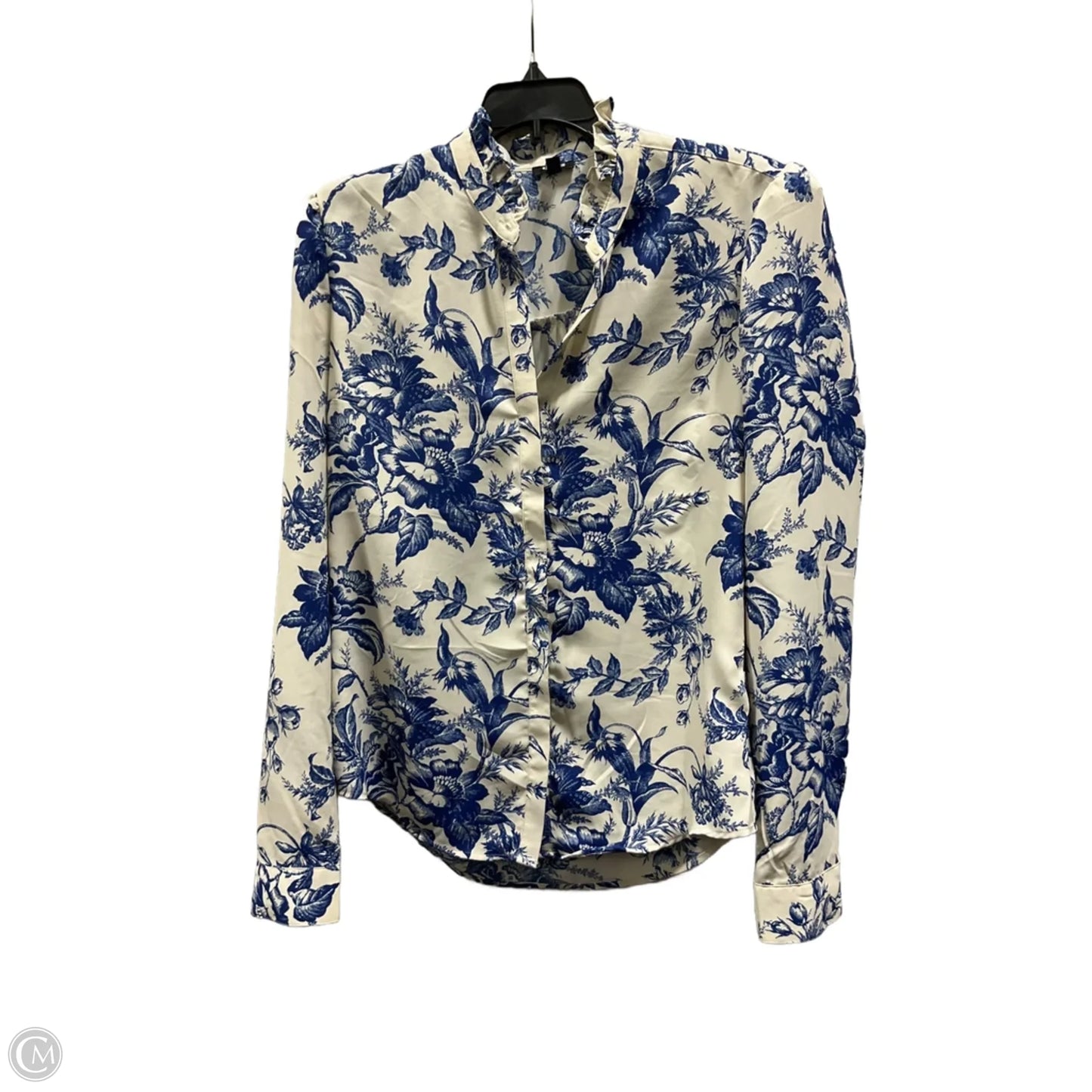 Top Long Sleeve By Express In Blue & White, Size: S