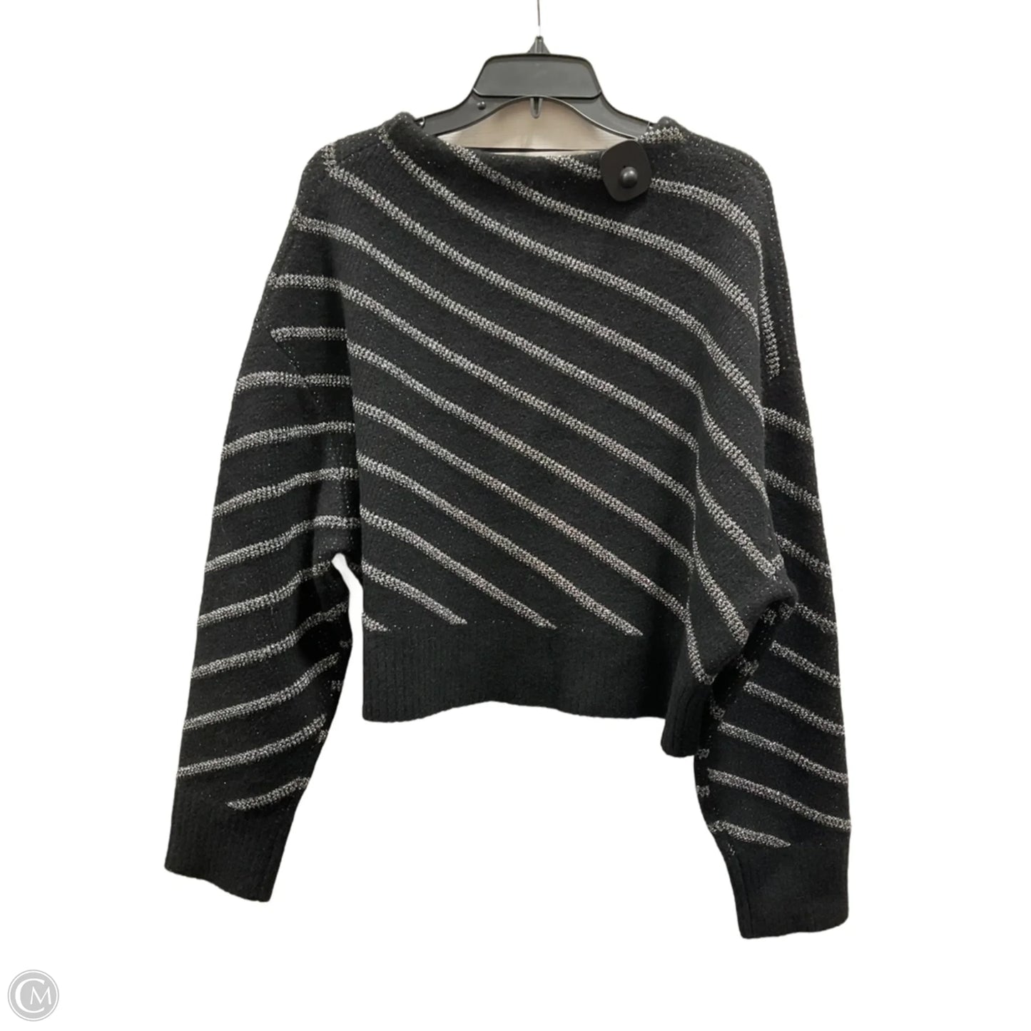 Sweater Cardigan Designer By All Saints In Black & Silver, Size: L