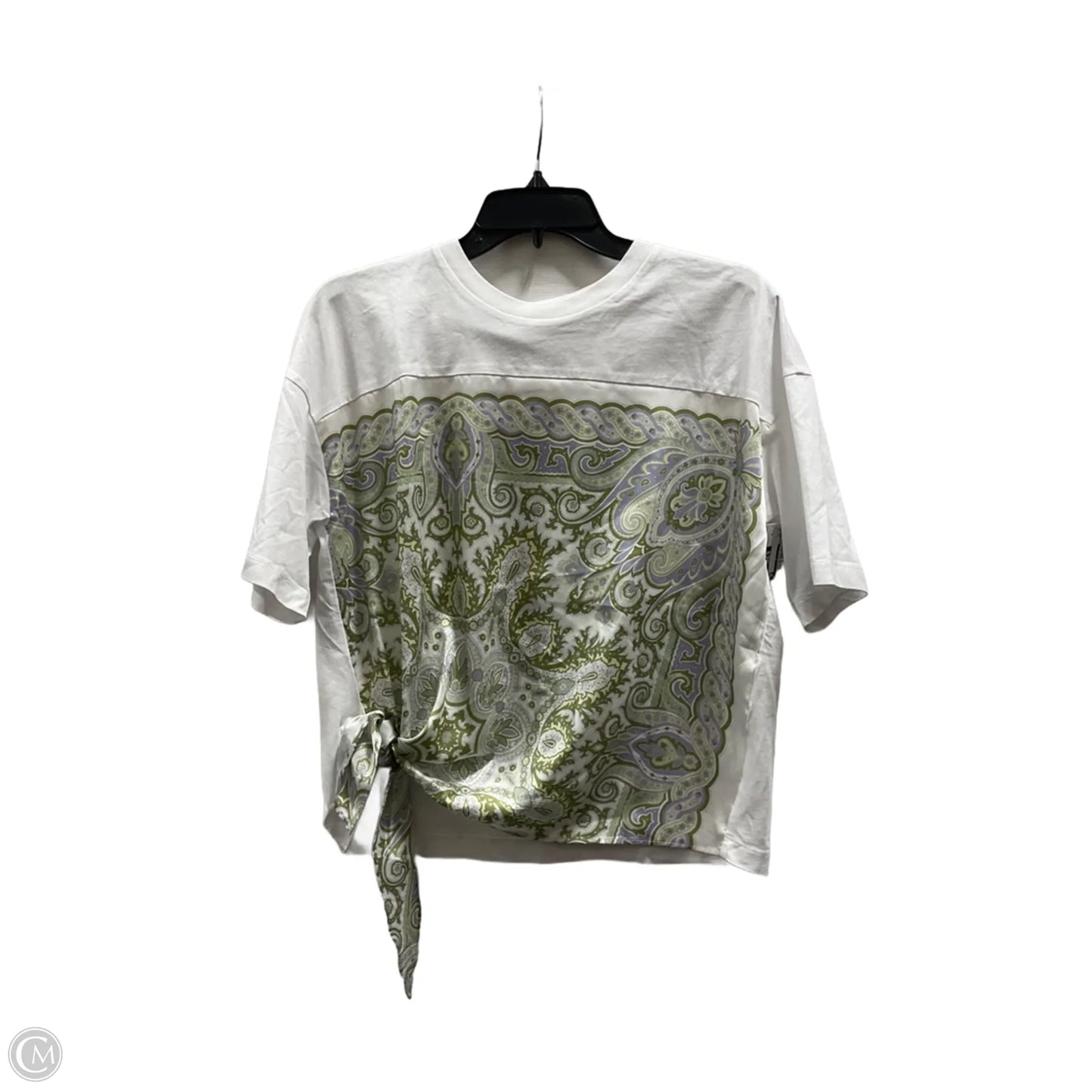 Top Short Sleeve By Sandro In Green & White, Size: S