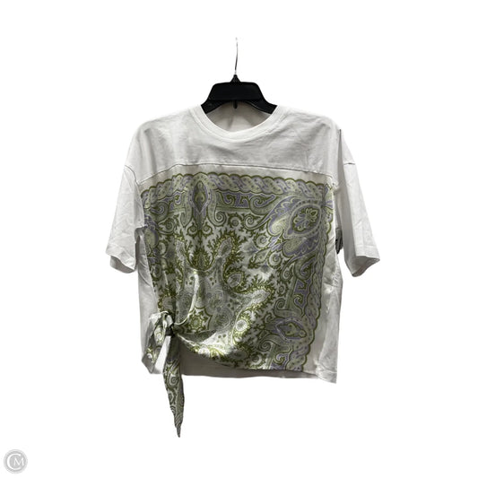 Top Short Sleeve By Sandro In Green & White, Size: S