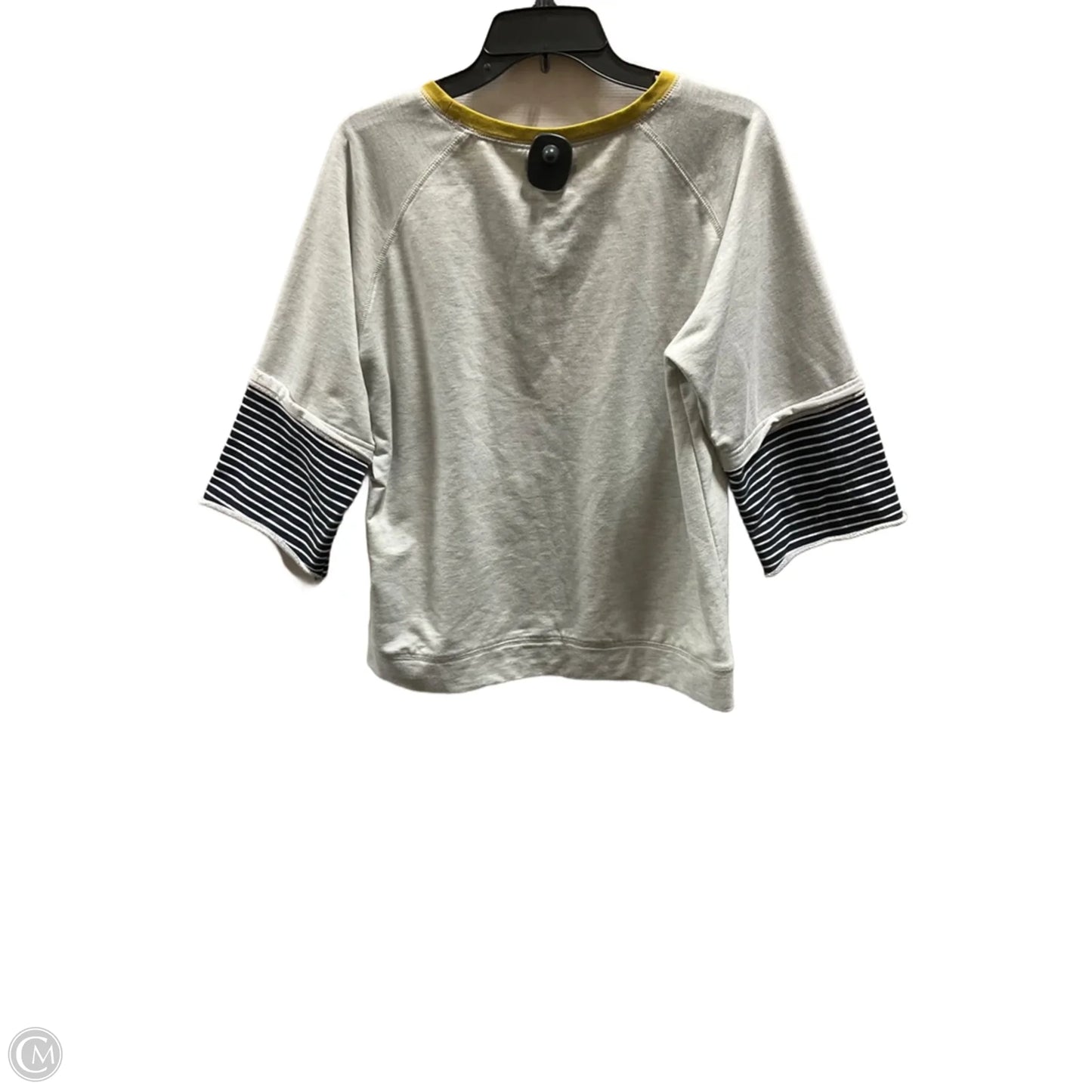 Top 3/4 Sleeve By Polagram In Grey & Yellow, Size: L