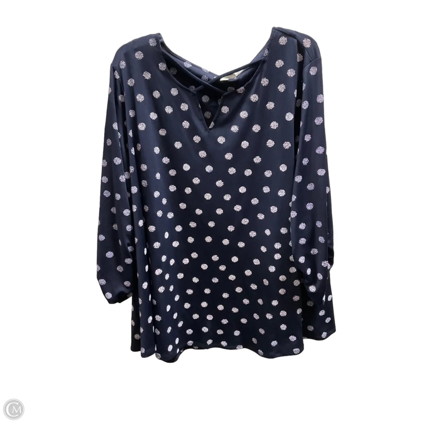 Top 3/4 Sleeve Basic By Clothes Mentor In Blue & White, Size: 22