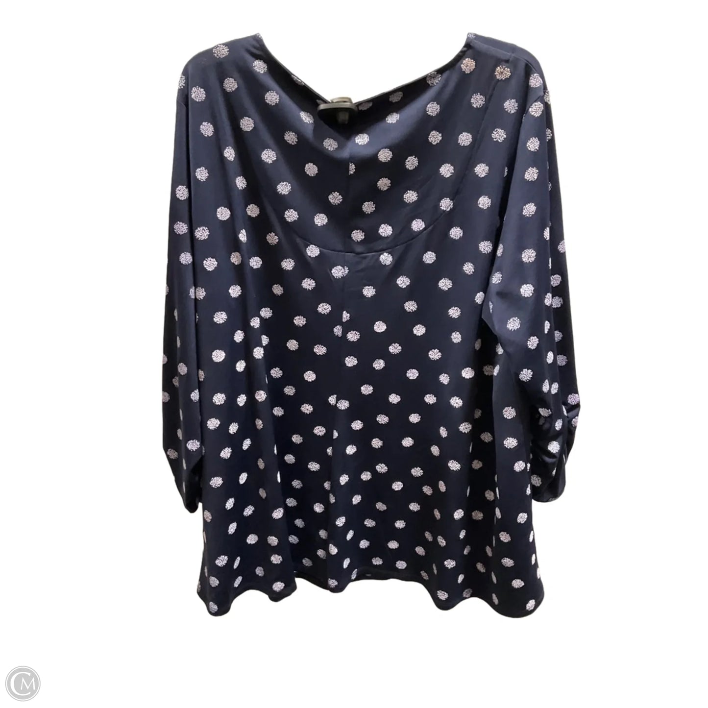 Top 3/4 Sleeve Basic By Clothes Mentor In Blue & White, Size: 22
