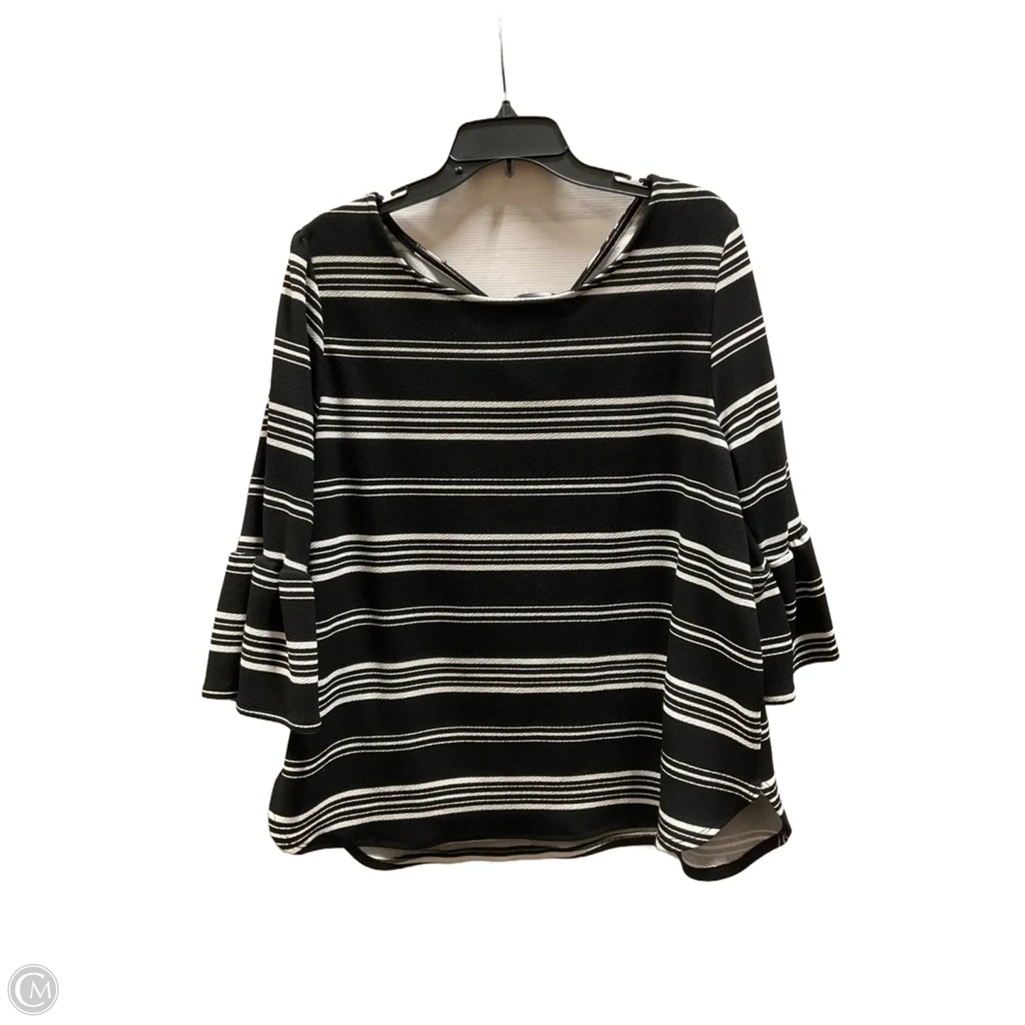 Top 3/4 Sleeve Basic By Green Envelope In Black & White, Size: 2x