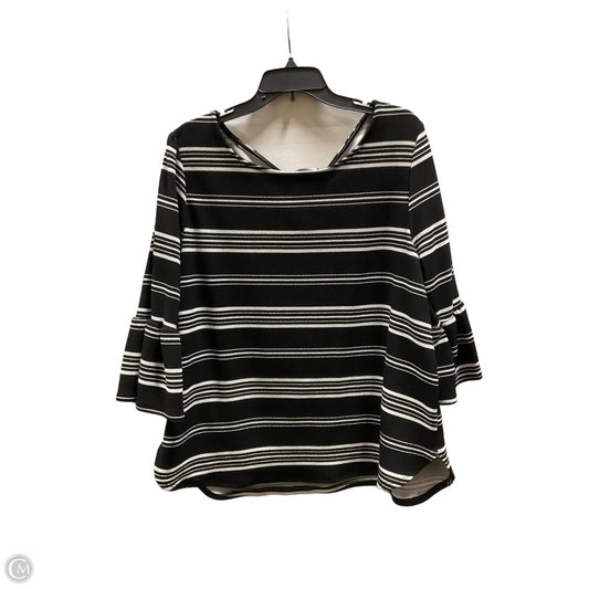 Top 3/4 Sleeve Basic By Green Envelope In Black & White, Size: 2x