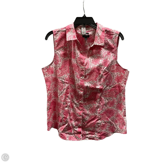 Top Short Sleeve Basic By Talbots In Pink & White, Size: 14