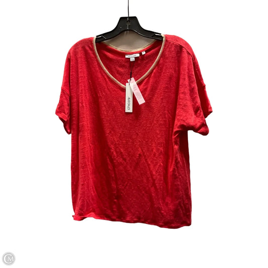 Top Short Sleeve By Chicos In Gold & Orange, Size: L