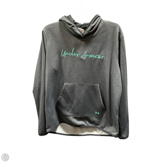 Athletic Top Long Sleeve Hoodie By Under Armour In Grey, Size: L