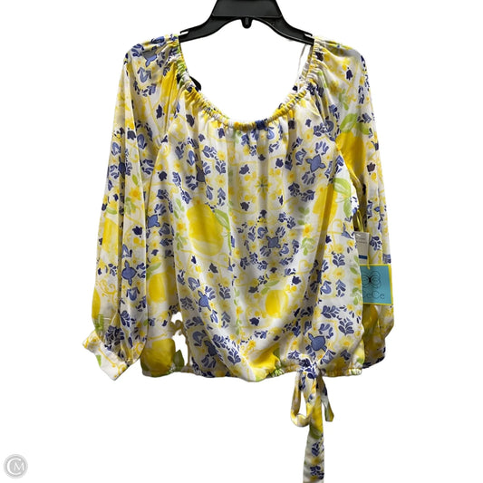 Top Long Sleeve By Cece In Blue & Yellow, Size: Xl