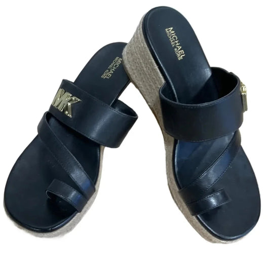 Sandals Heels Wedge By Michael By Michael Kors In Black, Size: 7