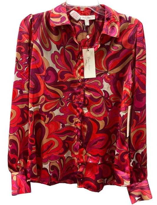 Blouse Long Sleeve By Clothes Mentor In Multi-colored, Size: M