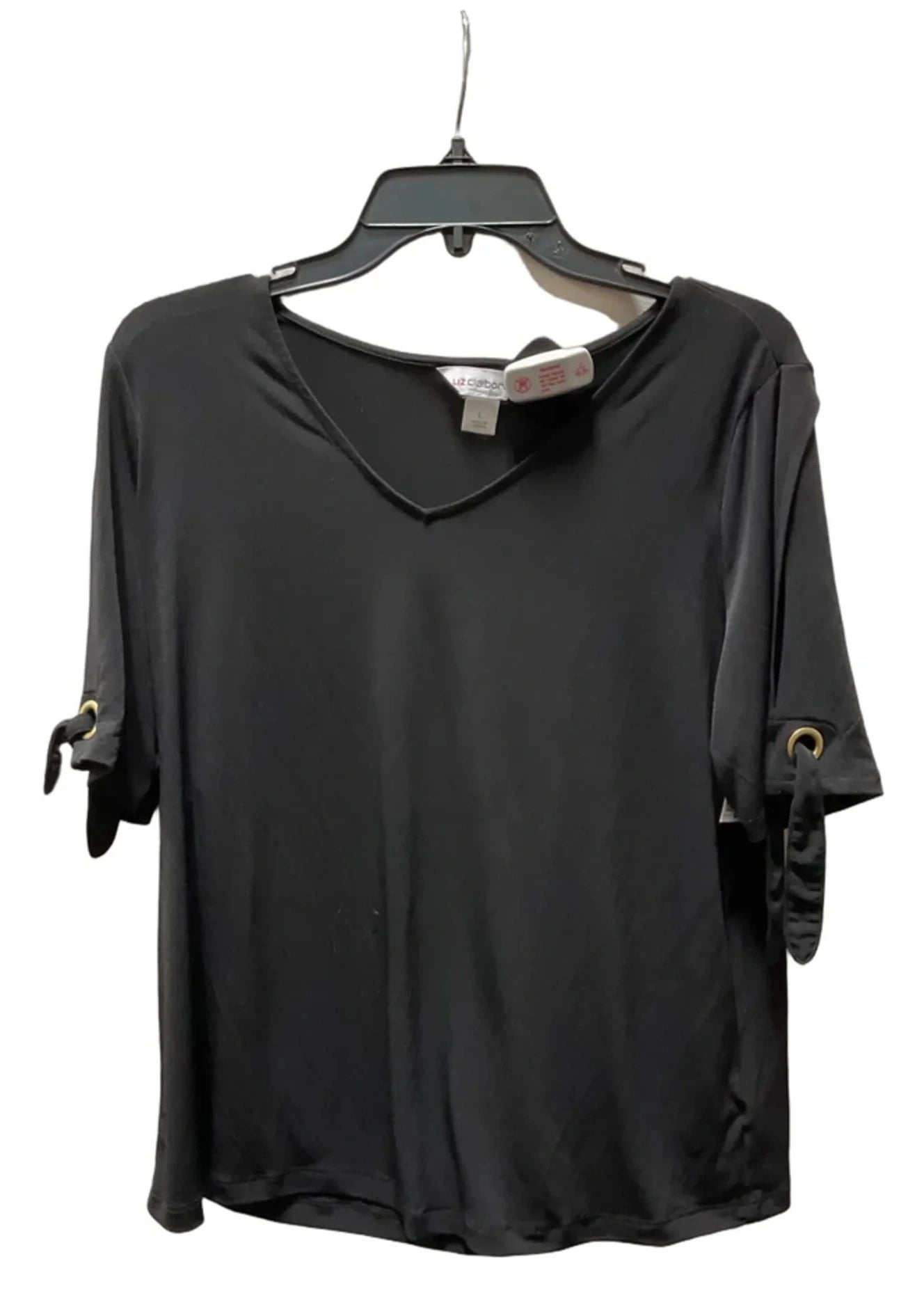 Top Short Sleeve By Liz Claiborne In Black, Size: L