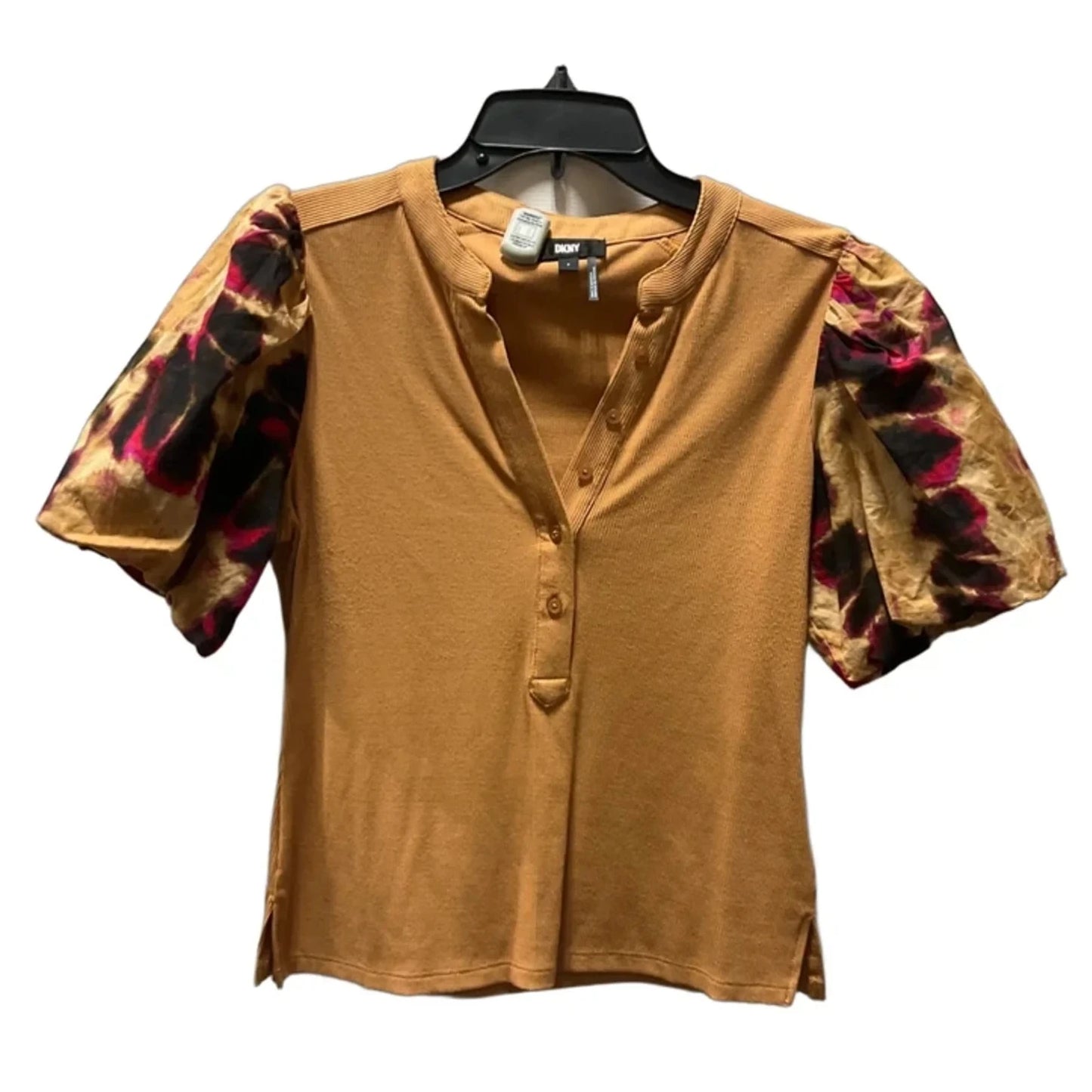 Top Short Sleeve By Dkny In Gold, Size: S