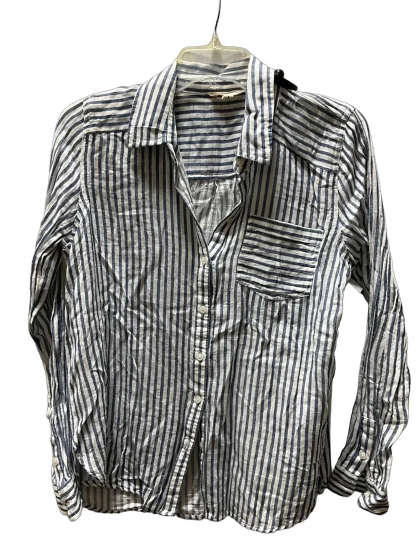Blouse Long Sleeve By Lucky Brand In Striped Pattern, Size: S