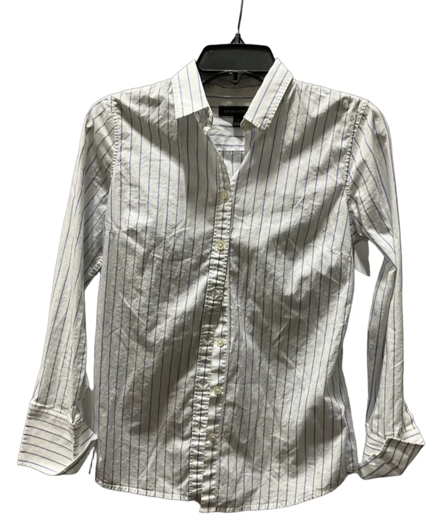 Blouse Long Sleeve By Banana Republic In Striped Pattern, Size: 4