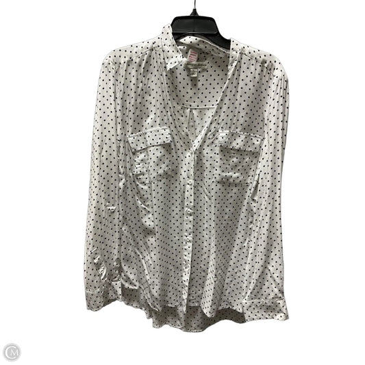 Blouse Long Sleeve By Alexander Jordan In Polkadot Pattern, Size: Xl