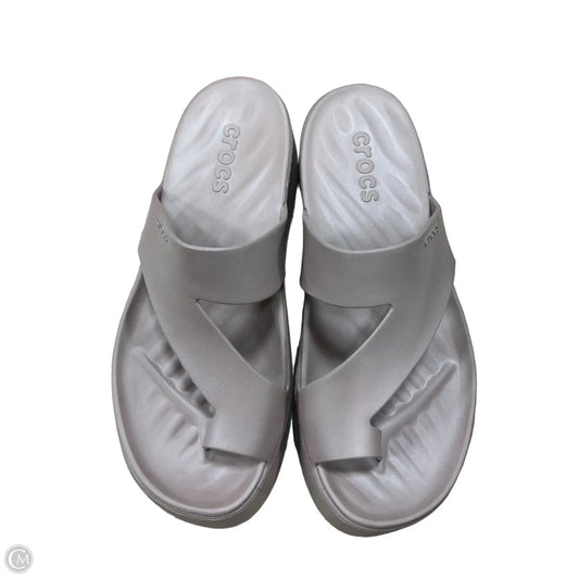 Sandals Heels Block By Crocs In Tan, Size: 8