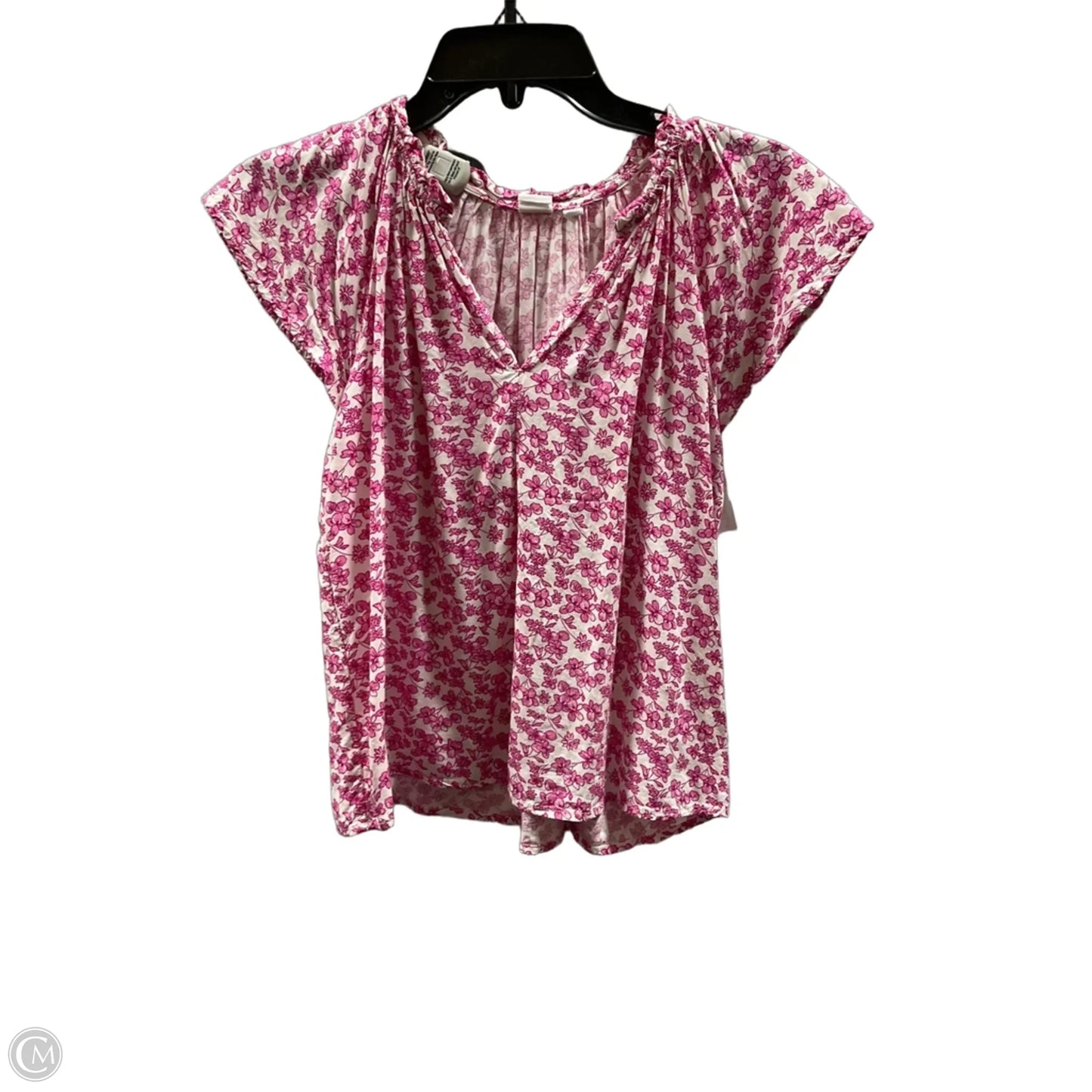 Top Short Sleeve Basic By Gap In Pink & White, Size: Xs