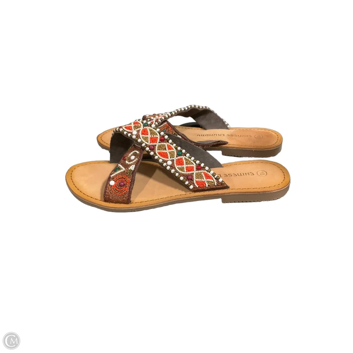 Sandals Flats By Chinese Laundry In Tan & White, Size: 10