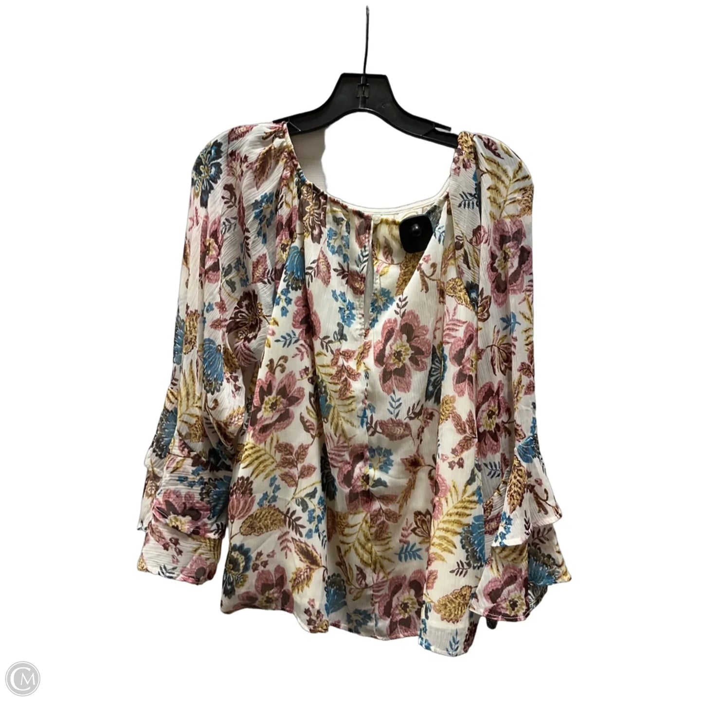 Top Long Sleeve Basic By Loft In Floral Print, Size: M