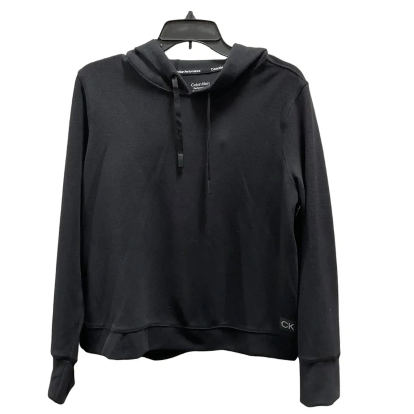 Athletic Top Long Sleeve Hoodie By Calvin Klein In Black, Size: L