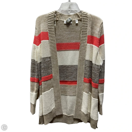 Sweater Cardigan By Rafaella In Orange & Tan, Size: Sp