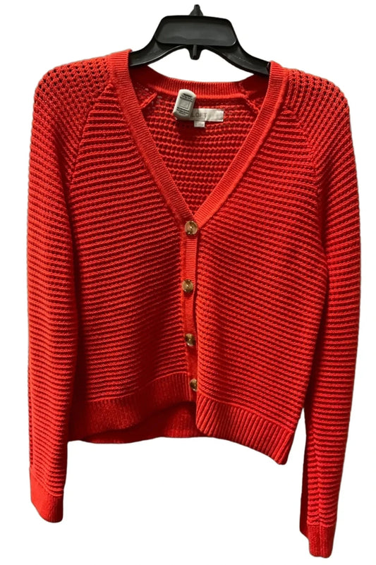 Sweater Cardigan By Loft In Orange, Size: S