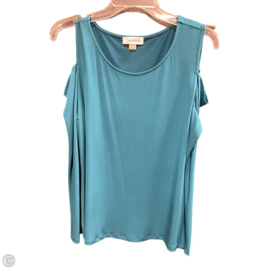 Top Long Sleeve By Calvin Klein O In Teal, Size: L