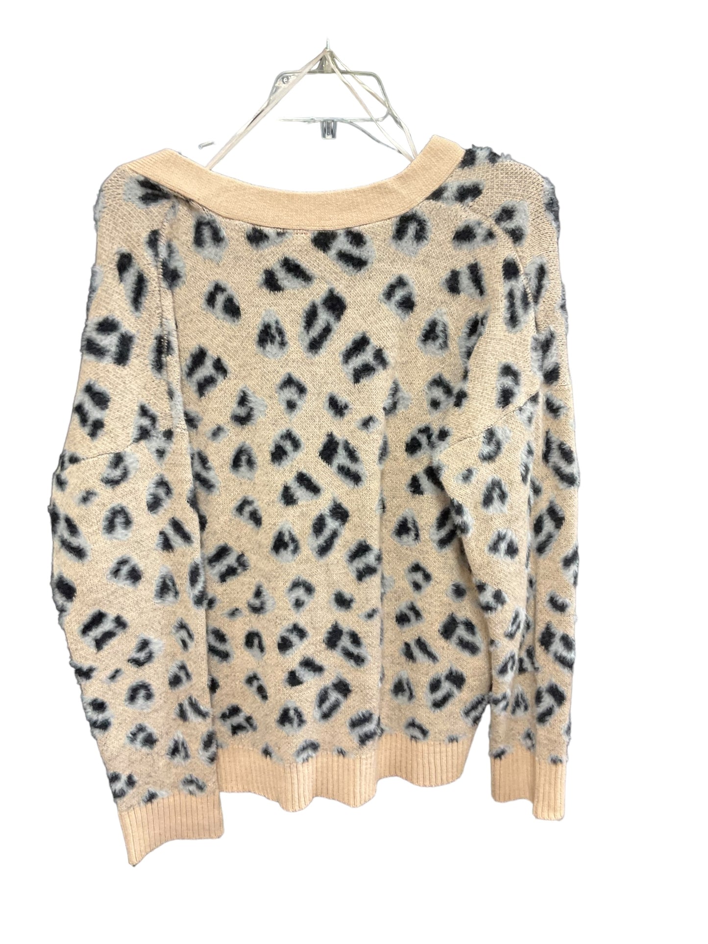 Sweater Cardigan By Clothes Mentor In Animal Print, Size: L