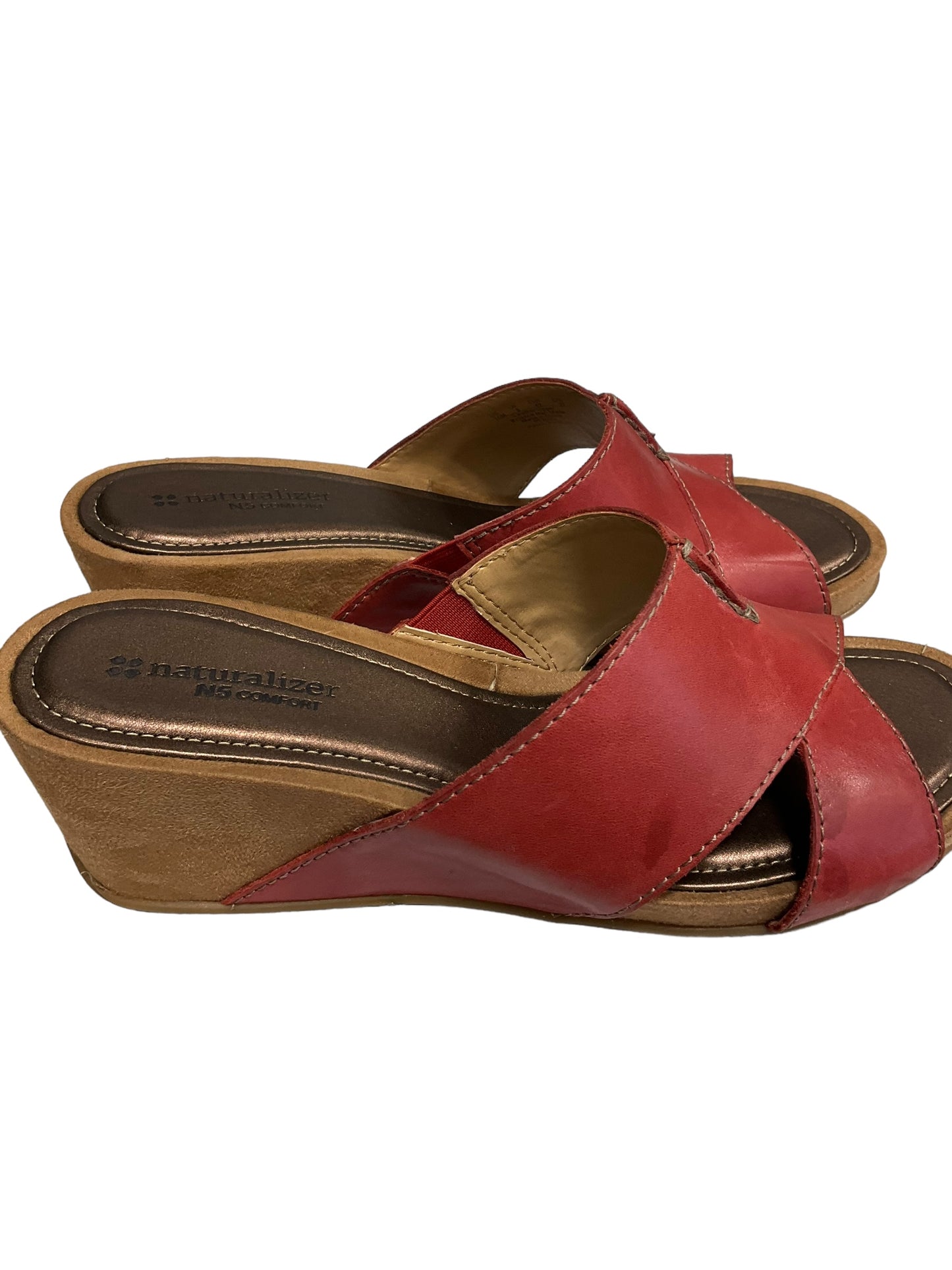 Red Sandals Heels Wedge Naturalizer, Size 10