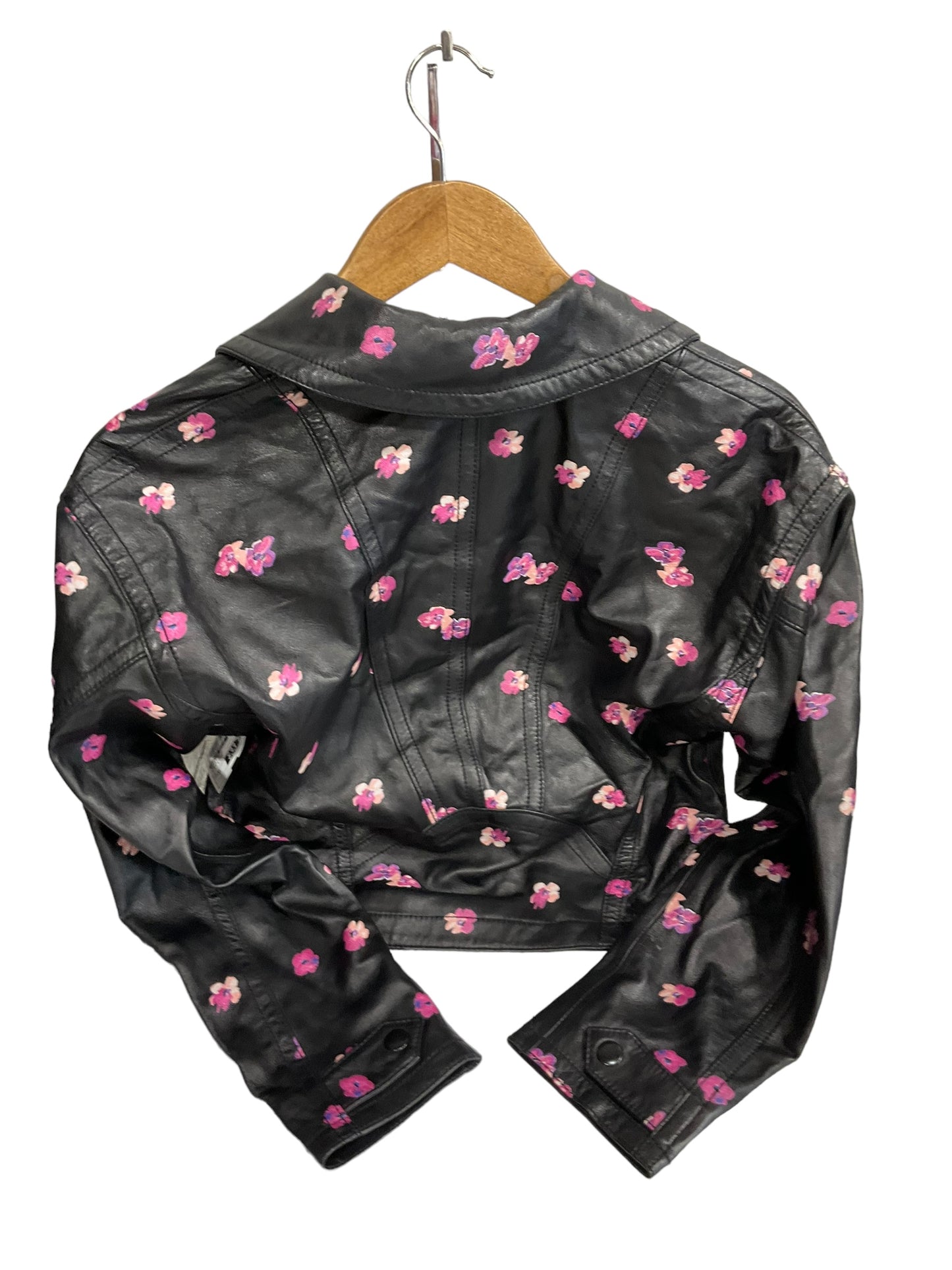 Jacket Moto By Rebecca Taylor In Black & Pink, Size: Xs