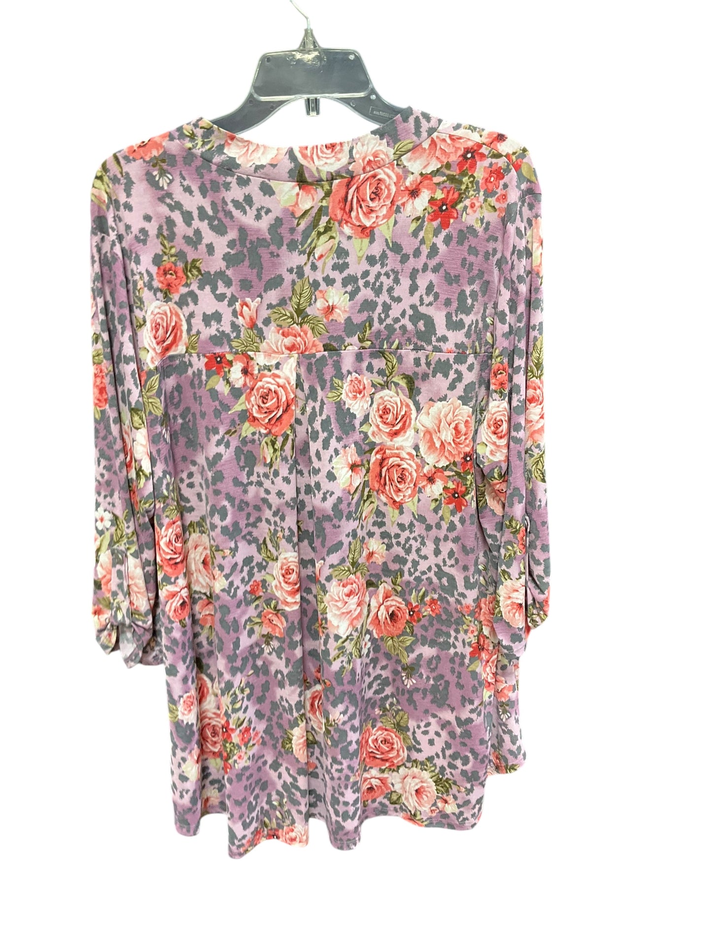 Top 3/4 Sleeve By Honeyme In Pink & Purple, Size: Xxl