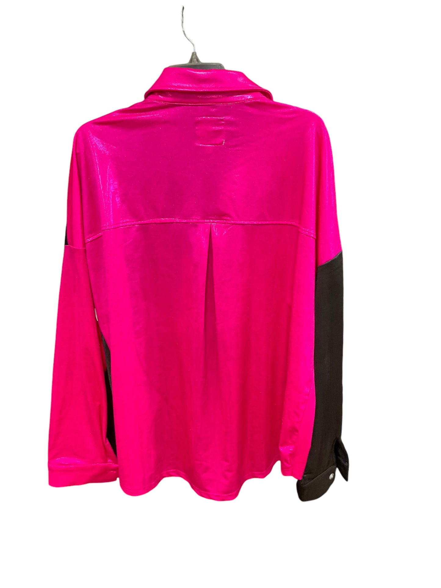 Blouse Long Sleeve By Jkla California In Black & Pink, Size: 2x