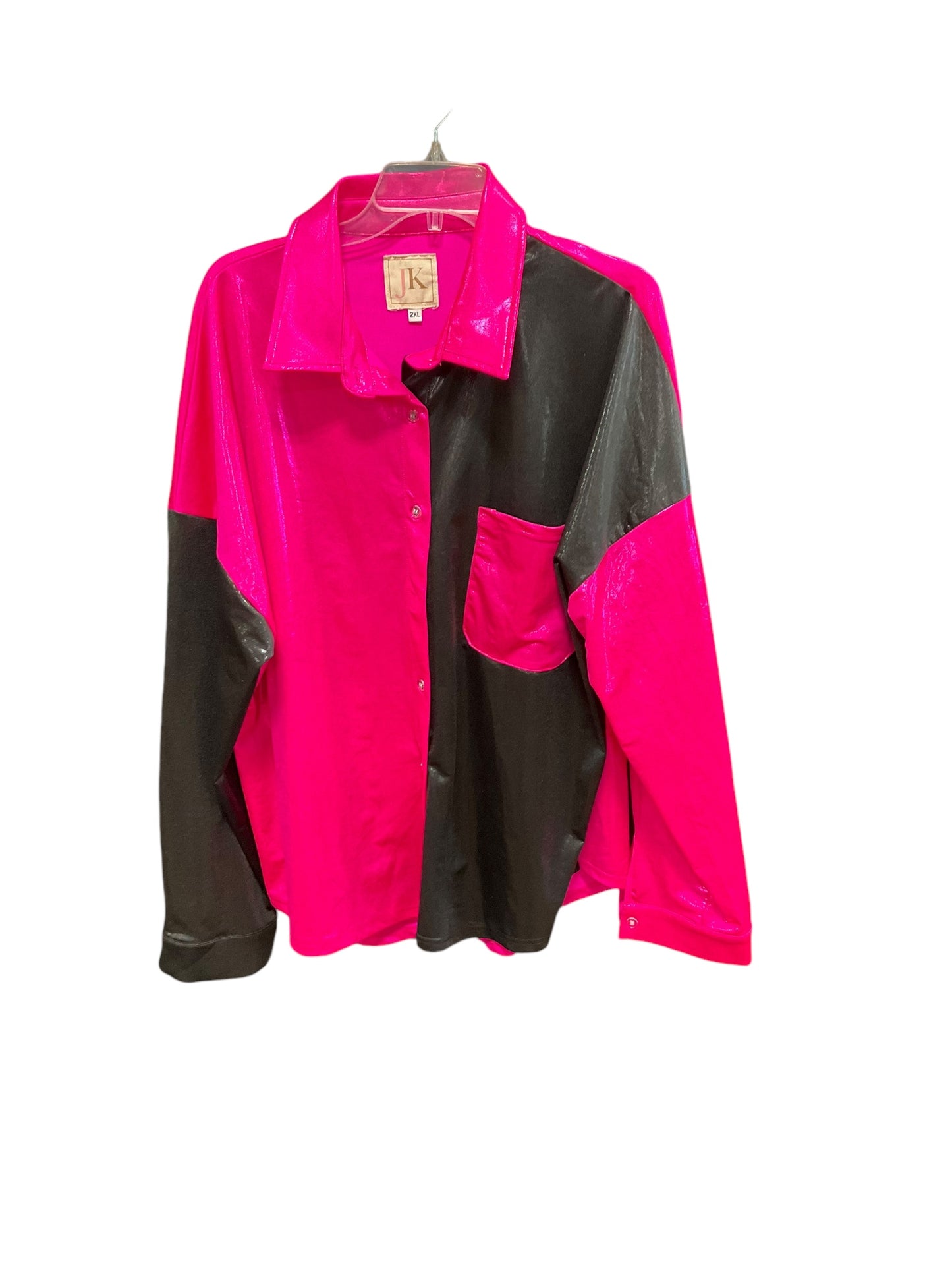 Blouse Long Sleeve By Jkla California In Black & Pink, Size: 2x