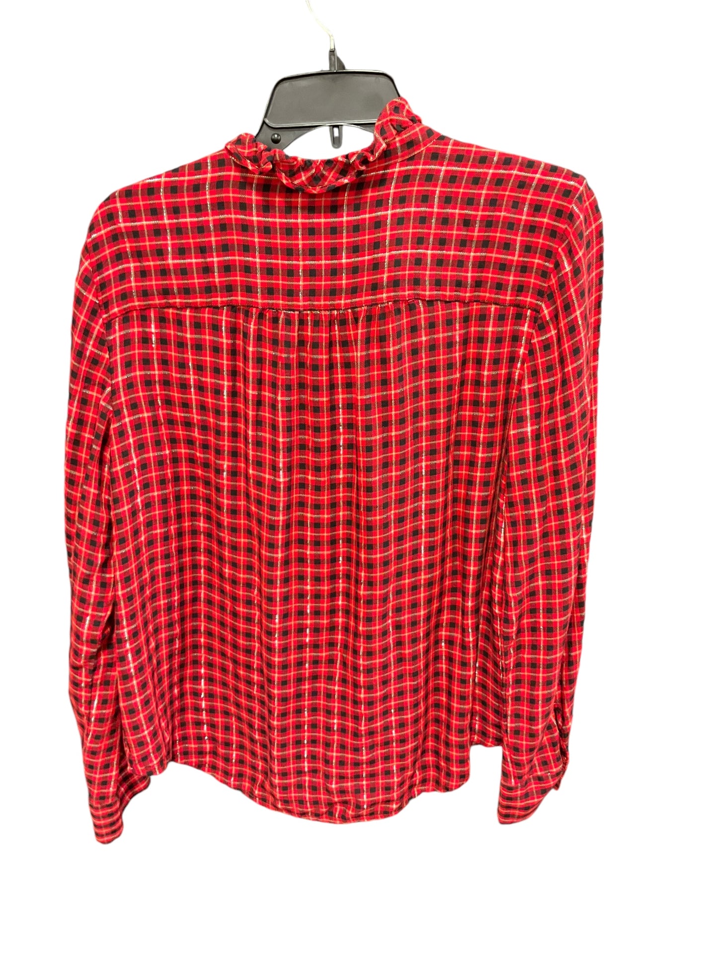 Blouse 3/4 Sleeve By Ann Taylor In Black & Red, Size: M