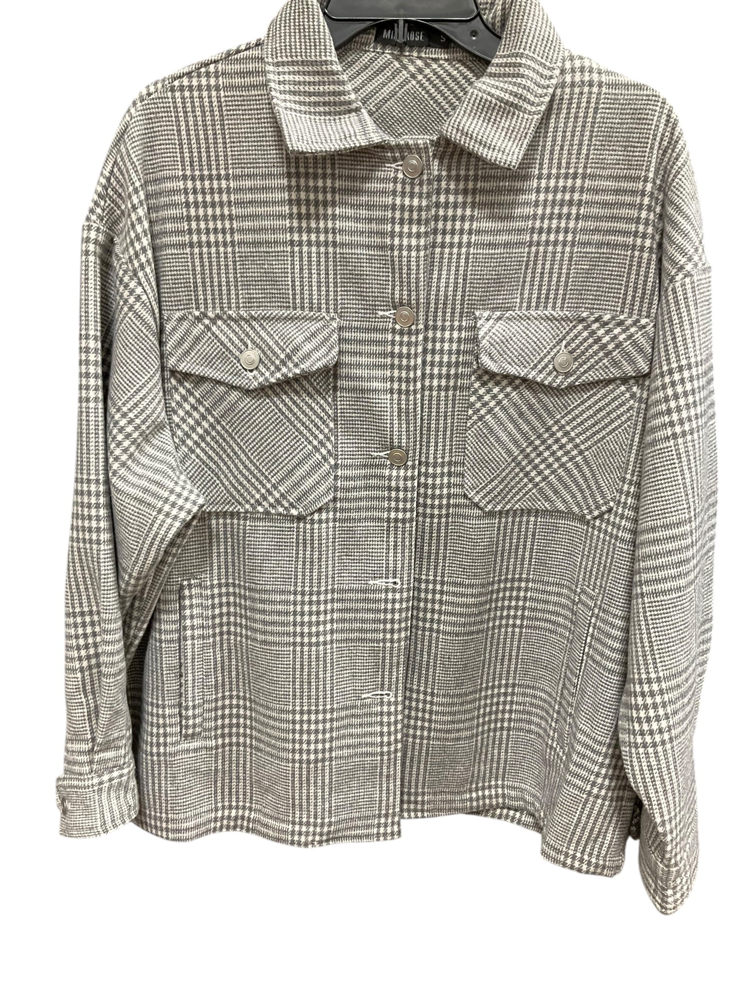 Jacket Shirt By Clothes Mentor In Grey & White, Size: S