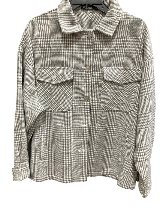 Jacket Shirt By Clothes Mentor In Grey & White, Size: S