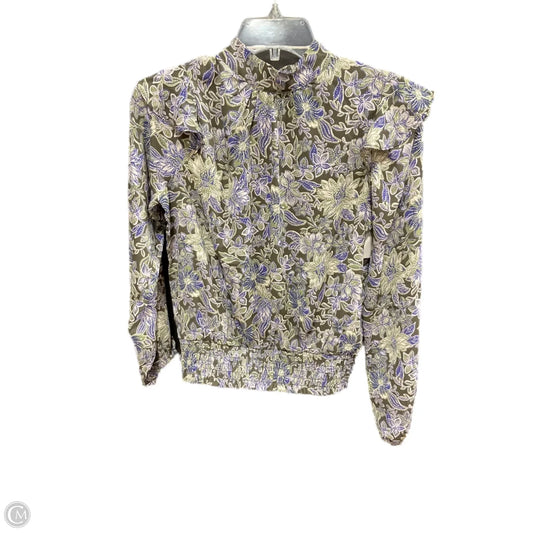 Top Long Sleeve By Loft In Green & Purple, Size: S