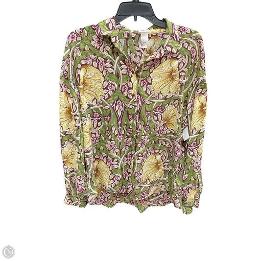 Blouse Long Sleeve By H&m In Green & Pink, Size: 6