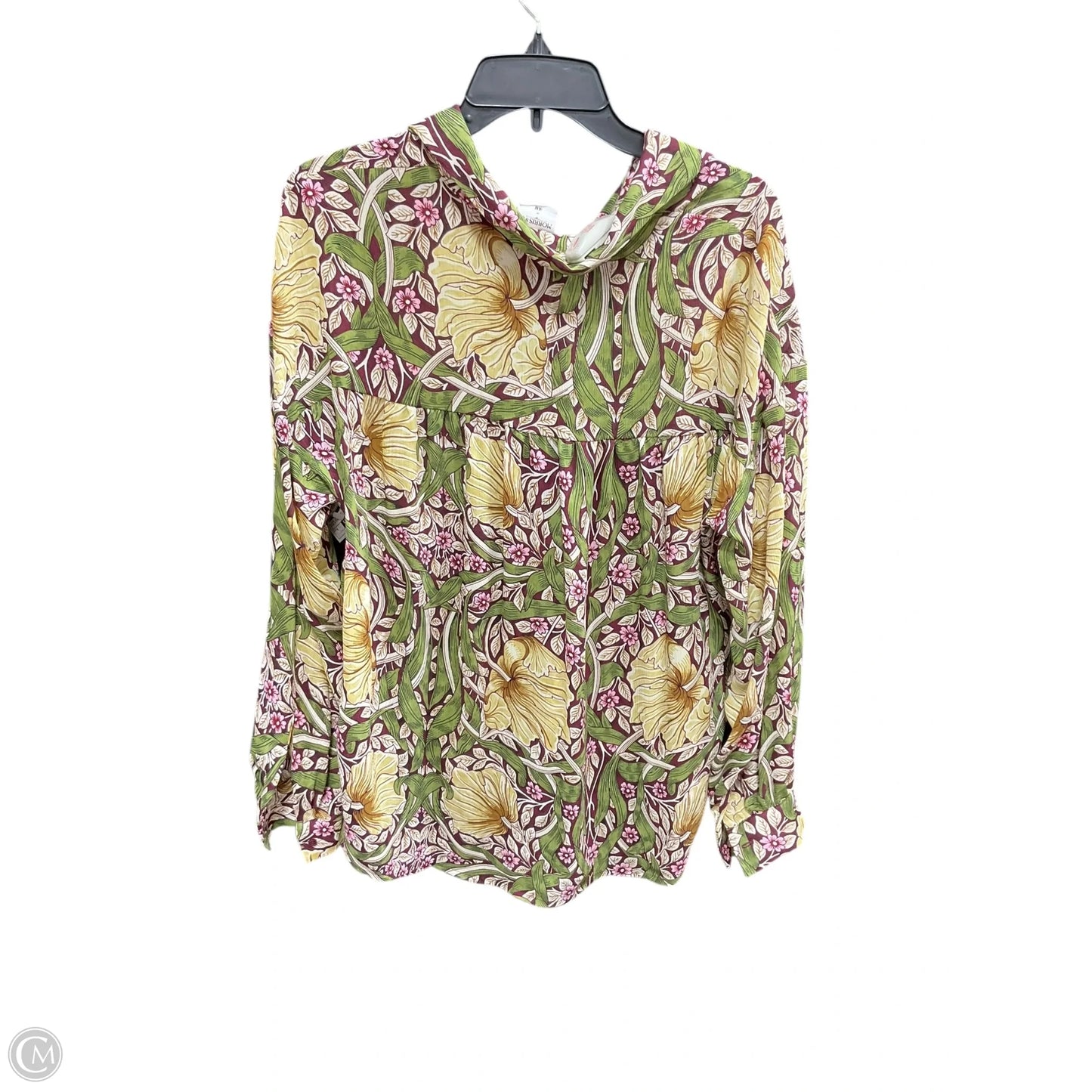 Blouse Long Sleeve By H&m In Green & Pink, Size: 6