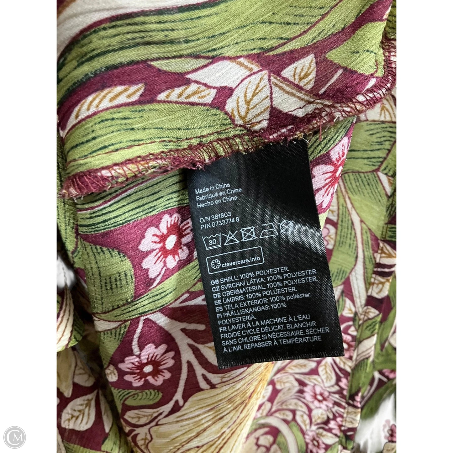Blouse Long Sleeve By H&m In Green & Pink, Size: 6