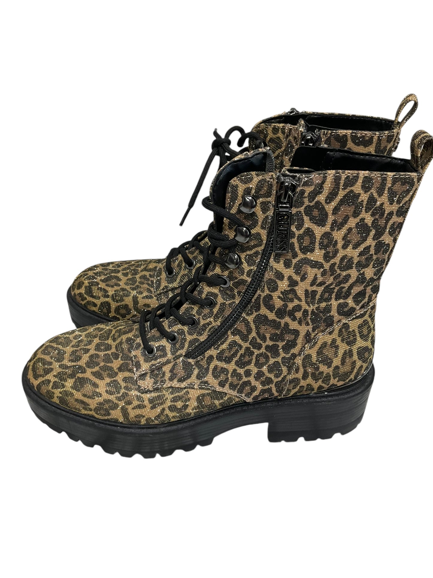 Boots Ankle Heels By Guess In Animal Print, Size: 10