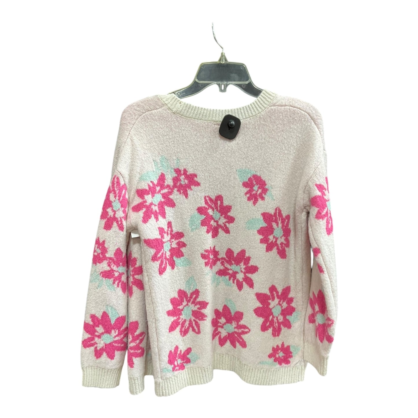 Sweater Cardigan By Cme In Pink & White, Size: Xl