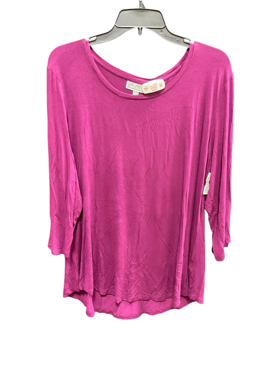 Top 3/4 Sleeve Basic By Jm Collections In Purple, Size: Xl