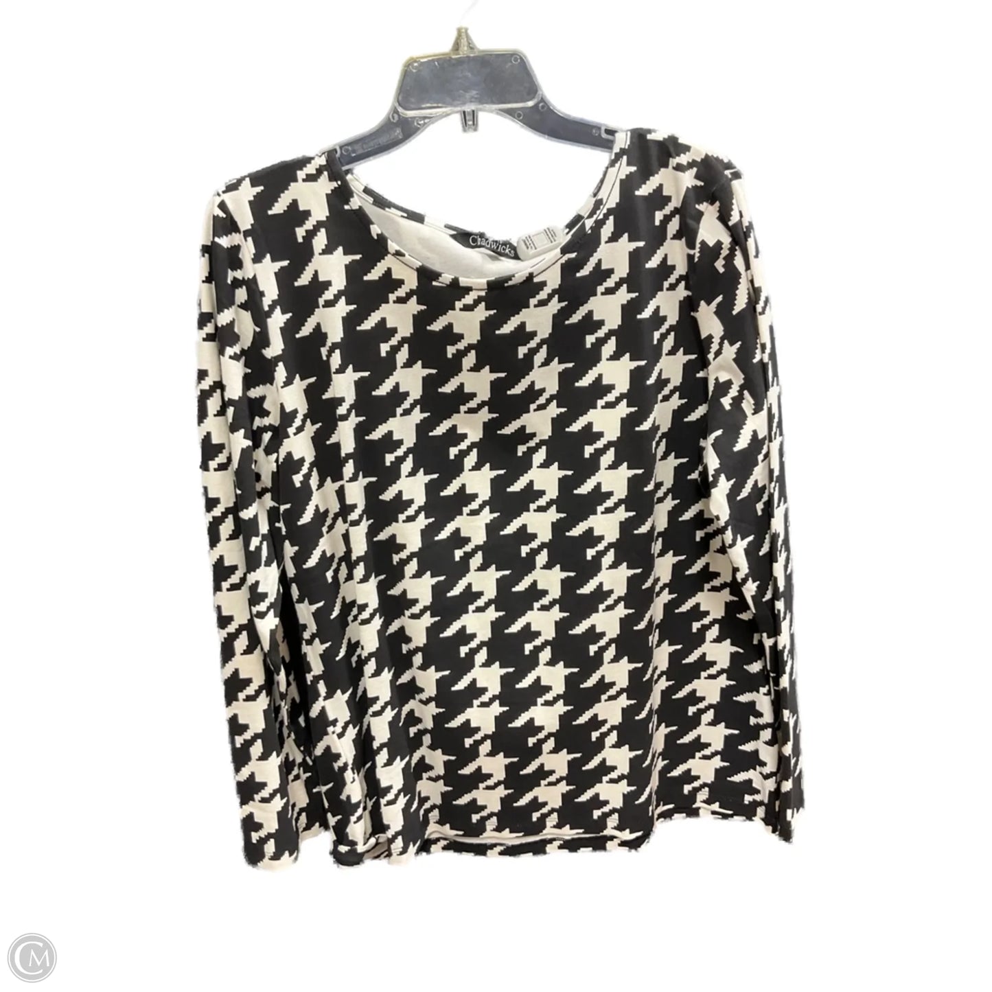 Top Long Sleeve By Chadwicks In Black & White, Size: L