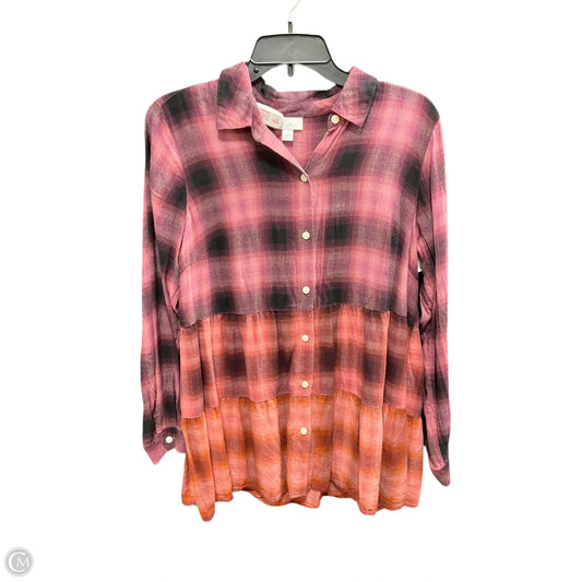 Blouse 3/4 Sleeve By J. Jill In Black & Pink, Size: S