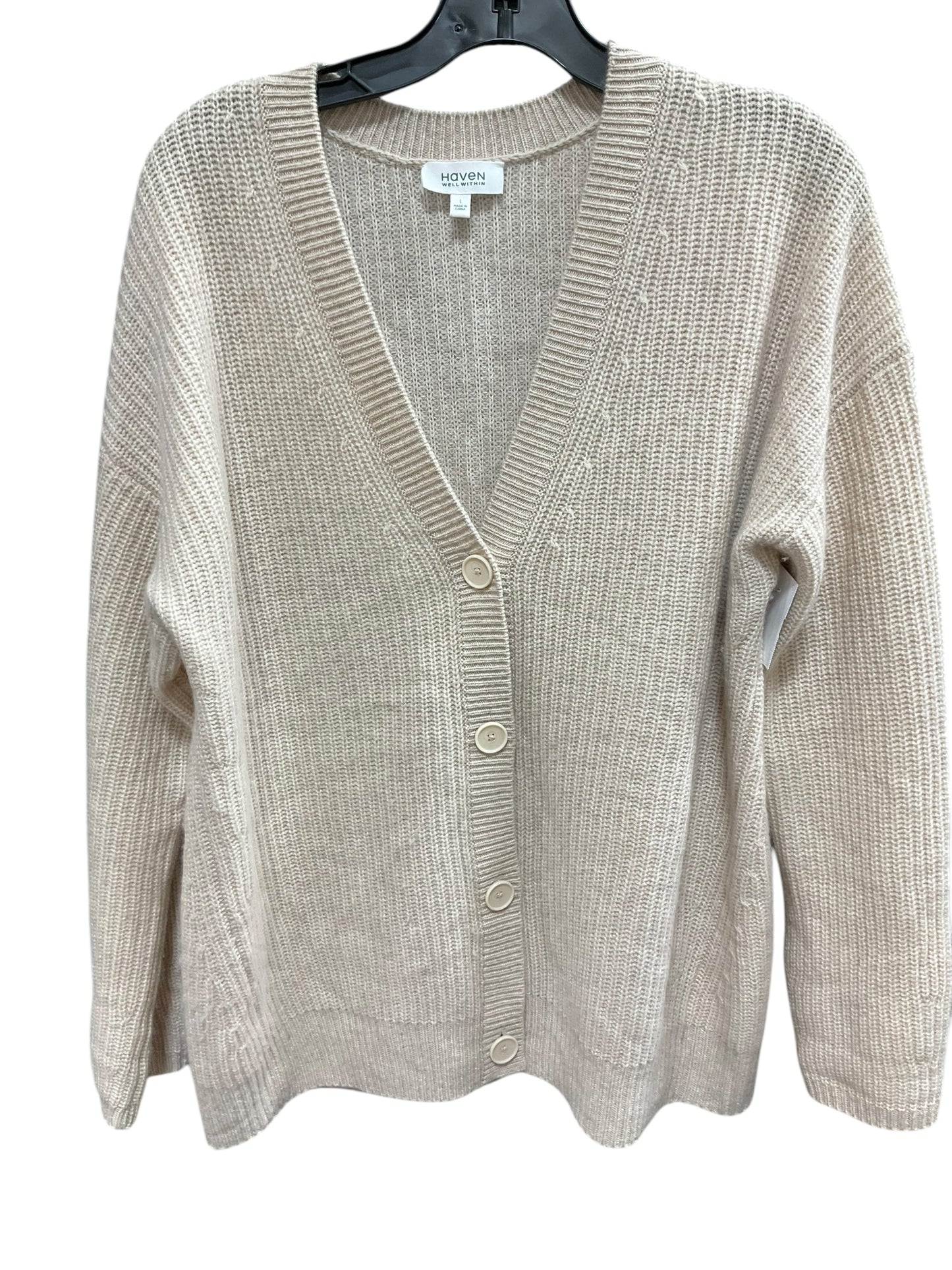 Sweater Cardigan Cashmere By Talbots In Beige, Size: L