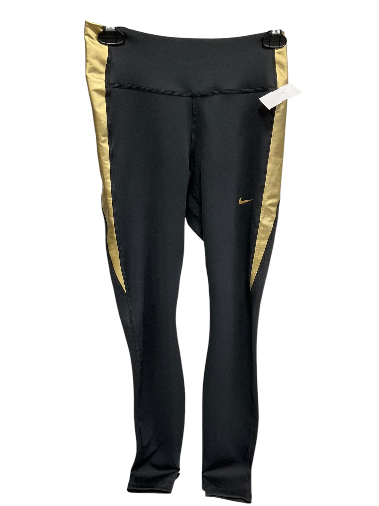 Athletic Leggings By Nike Apparel In Black & Gold, Size: M